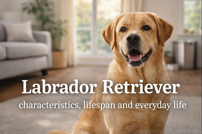 Adult Labrador Retriever resting comfortably at home, illustrating everyday life with a large dog