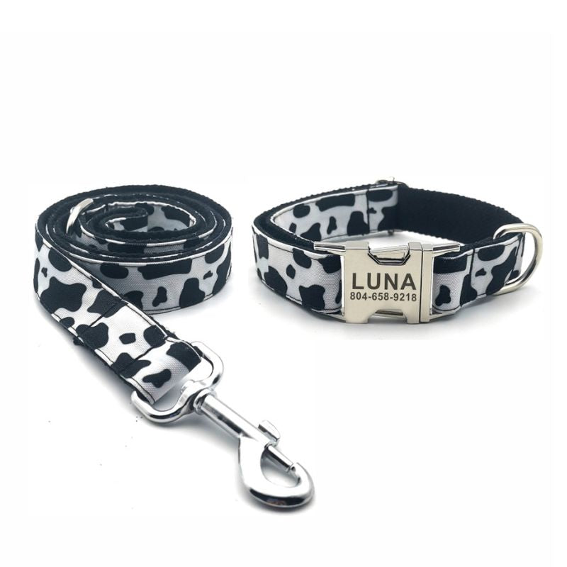 Personalised cow-pattern dog collar for big dogs - BigDog Accessories™